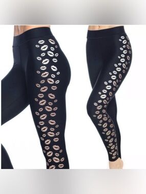 NWOT "ULTRACOR" Lux Lips Leggings, Size XS Designer Activewear, Rare Print, yoga